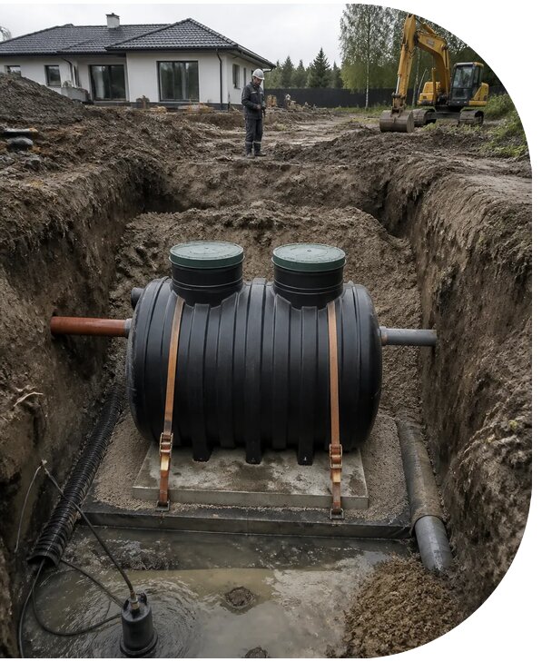 Монтаж септика при высоком уровне грунтовых вод в Алексеевке